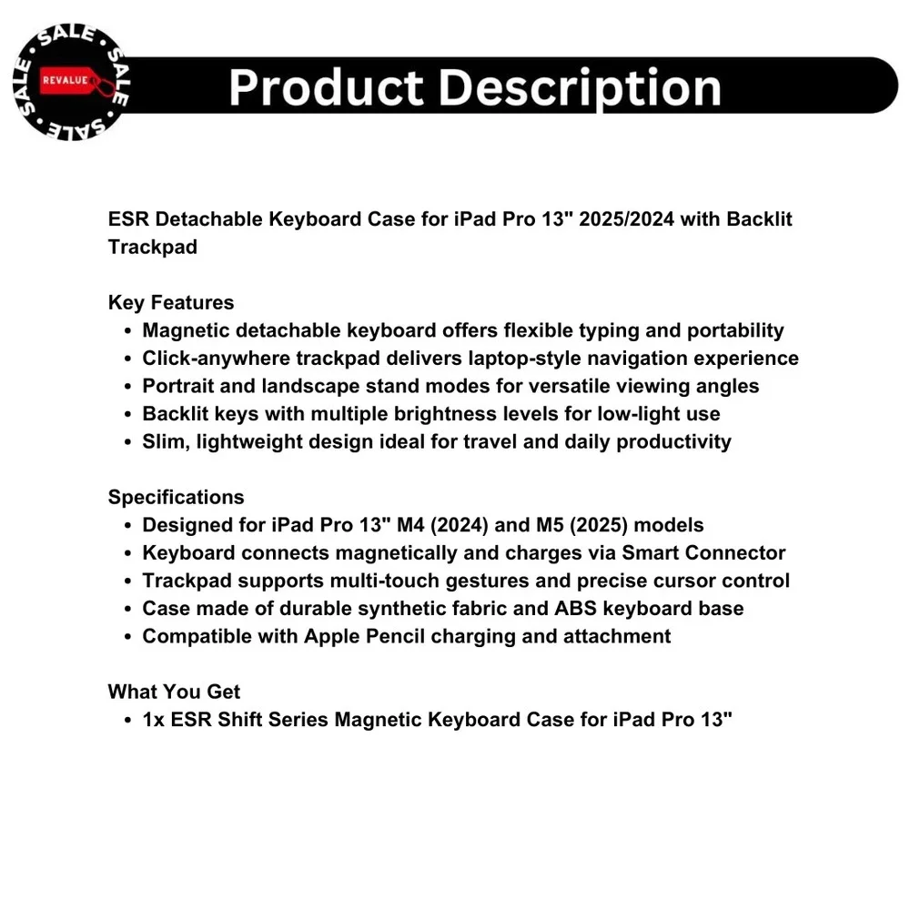 ESR Detachable Keyboard Case for iPad Pro 13